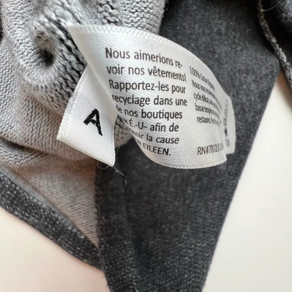 Eileen Fisher Gray Drawstring Funnel Neck Sweatshirt 100% Organic Cotton  – L